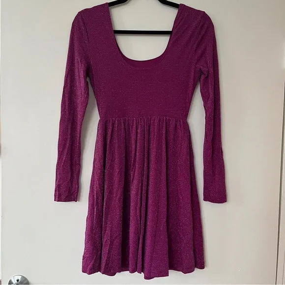 Metallic / Glitter Magenta Pink Mini Dress - Picture 6 of 7